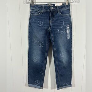 NWT SO Girls Mid Rise Girlfriend Stretch Capris Denim Jeans Adj Waist Sz 8